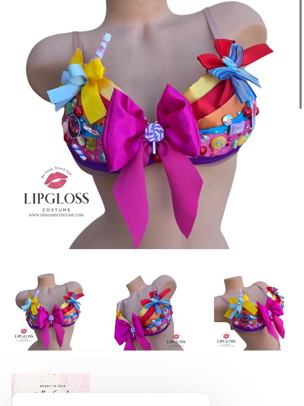 Women's Pink Candy Bow Festival Bra Top